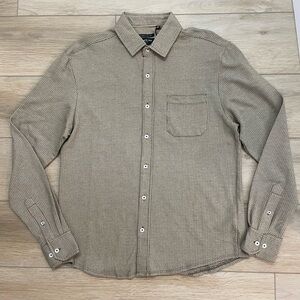 Men's Kenneth Cole taupe brown button down knit shirt size medium NWT